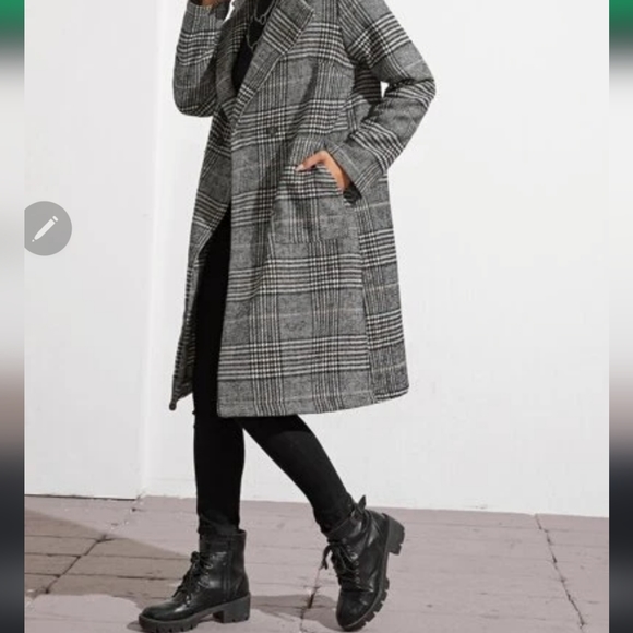 NWOT Forever 21 Classic Plaid Trench Coat Sz L - Picture 4 of 7